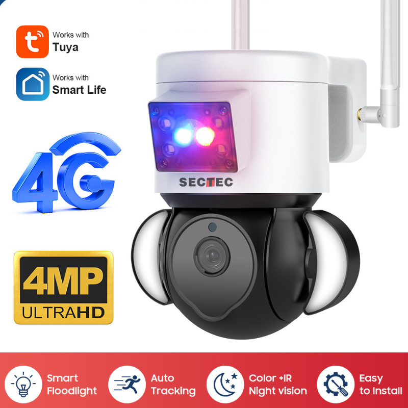 Load image into Gallery viewer, [TUYA Smart Home][4G Version][With Flood Light] Full HD 4MP Wireless WIFI Full Color Day &amp; night IP65 Outdoor PTZ Security Camera - Polar Tech Australia

