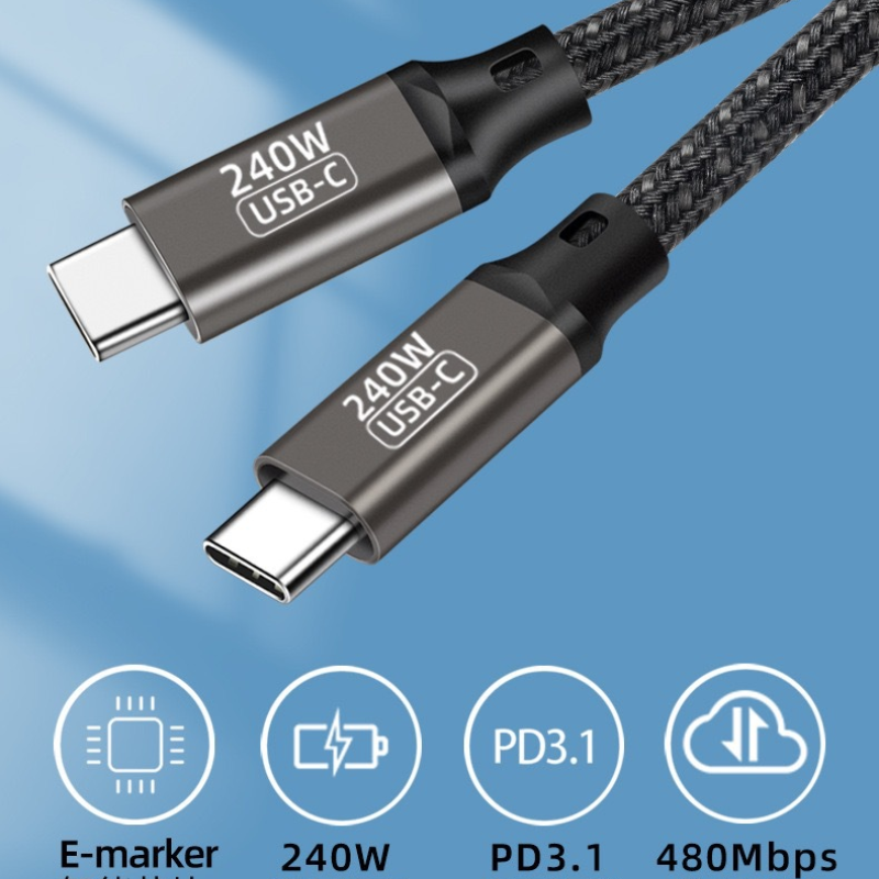 Load image into Gallery viewer, [240W][1M/2M] Nylon Braid Heavy Duty Apple MacBook Type-C USB C to C PD Fast Charging Data Sync USB Cable - Polar Tech Australia
