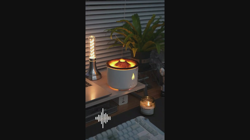 Cargar y reproducir video en Gallery Viewer, Volcano Humidifier Flame Aroma Diffuser Ultrasonic Essential Oil Scent Diffuser 300ml Large Capacity 2-in-1 Essential Oil Diffuser with Function Timer for Bedroom Home Office (Double Color Flame)
