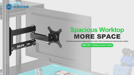[MS3] RELIFE 360° Rotating Monitor Arm - Flexible, Space-Saving Mount for 14