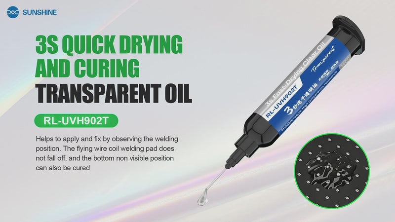 Load and play video in Gallery viewer, [RL-UVH902T] RELIFE 10CC Quick-drying Solder Mask for Phone Repair High Temperature Resistance 3S Quick Drying Transparent Oil
