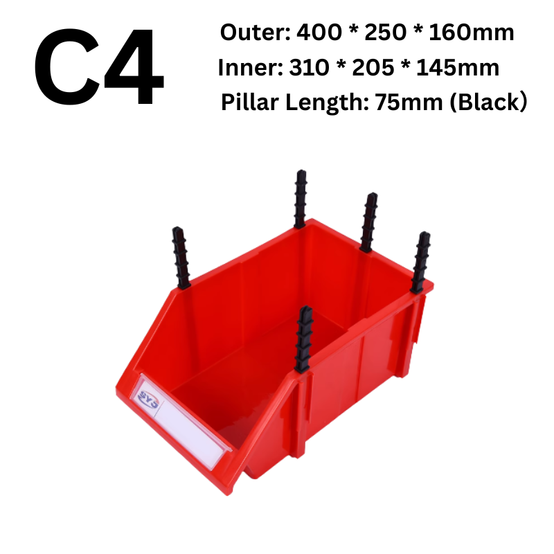 Cargue la imagen en el visor de la galería, [#C4][400*250*160mm] Stack-n-hang Heavy Duty DIY Warehouse Stackable Tools Parts Organizing Storage Box Shelf - Polar Tech Australia
