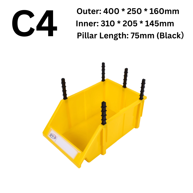 Cargue la imagen en el visor de la galería, [#C4][400*250*160mm] Stack-n-hang Heavy Duty DIY Warehouse Stackable Tools Parts Organizing Storage Box Shelf - Polar Tech Australia
