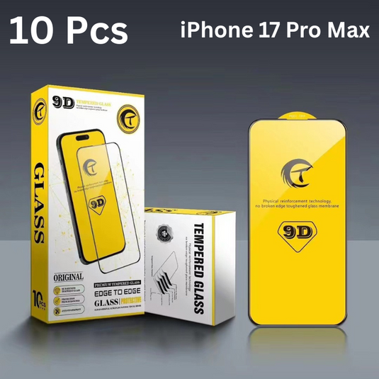 [Bulk 10Pcs][9D Full Covered] iPhone 17/17 Air/17 Pro/Max - 9H Tempered Glass Screen Protector