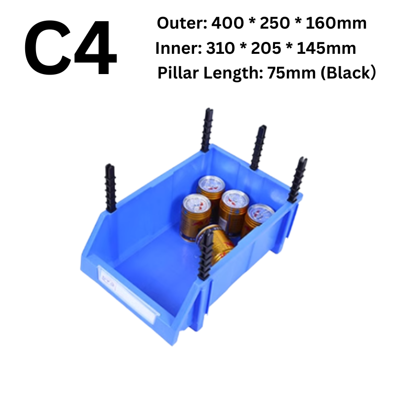 Cargue la imagen en el visor de la galería, [#C4][400*250*160mm] Stack-n-hang Heavy Duty DIY Warehouse Stackable Tools Parts Organizing Storage Box Shelf - Polar Tech Australia
