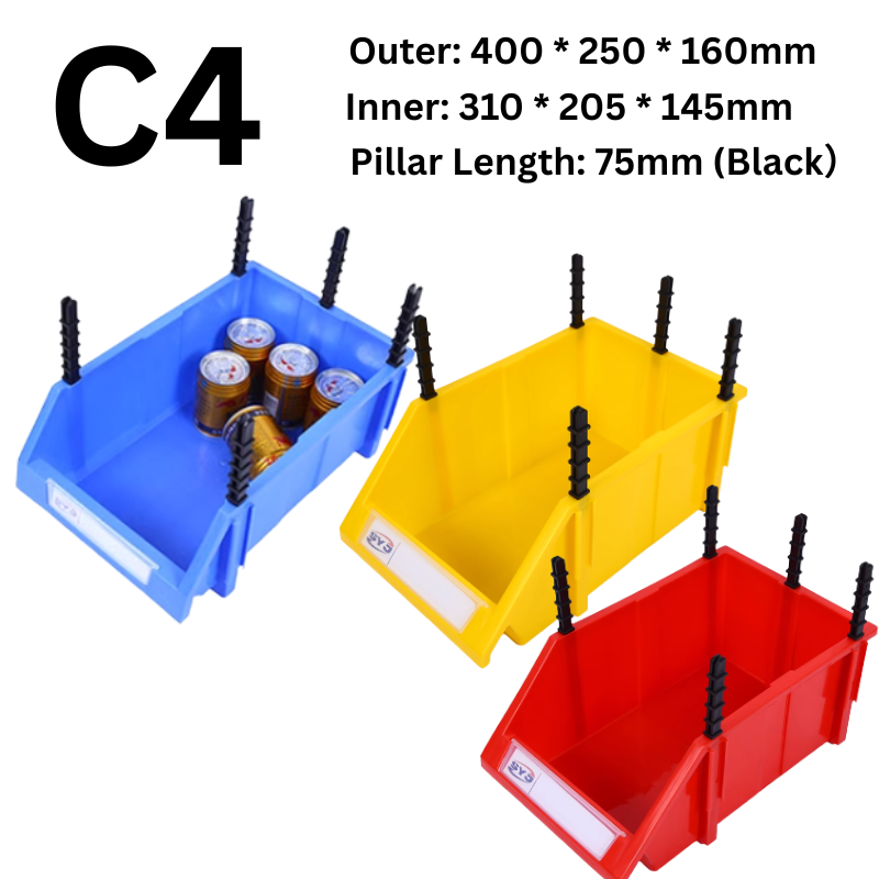 Cargue la imagen en el visor de la galería, [#C4][400*250*160mm] Stack-n-hang Heavy Duty DIY Warehouse Stackable Tools Parts Organizing Storage Box Shelf - Polar Tech Australia
