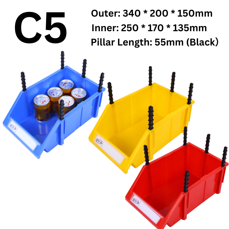 Cargue la imagen en el visor de la galería, [#C5][340*200*150mm] Stack-n-hang Heavy Duty DIY Warehouse Stackable Tools Parts Organizing Storage Box Shelf - Polar Tech Australia
