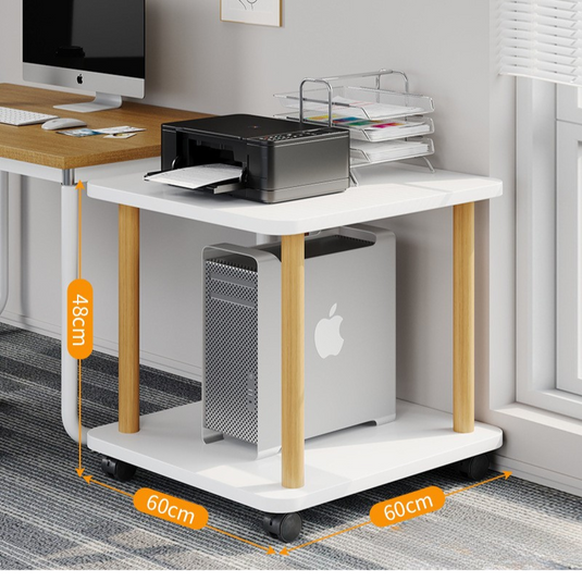 Wood Printer Stand with Storage Area 360° Steerable Wheels Office Furniture
