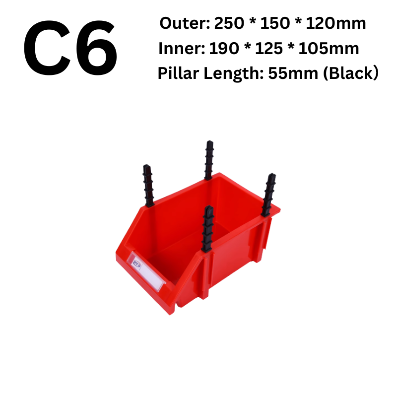 Cargue la imagen en el visor de la galería, [#C6][250*150*120mm] Stack-n-hang Heavy Duty DIY Warehouse Stackable Tools Parts Organizing Storage Box Shelf - Polar Tech Australia
