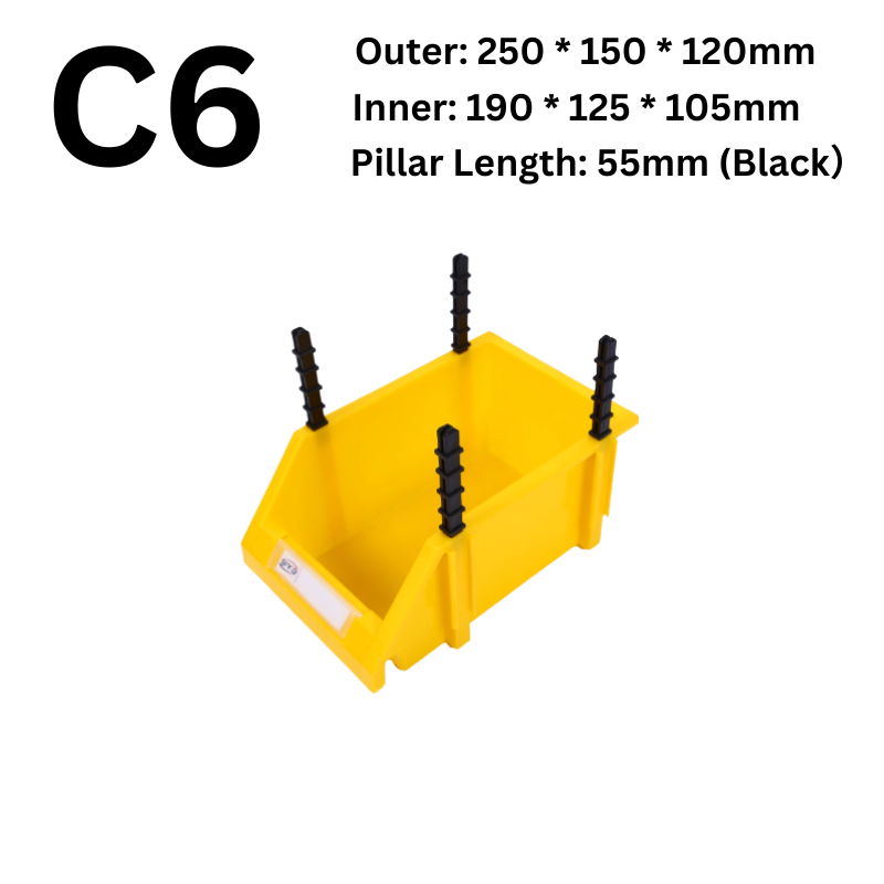 Cargue la imagen en el visor de la galería, [#C6][250*150*120mm] Stack-n-hang Heavy Duty DIY Warehouse Stackable Tools Parts Organizing Storage Box Shelf - Polar Tech Australia
