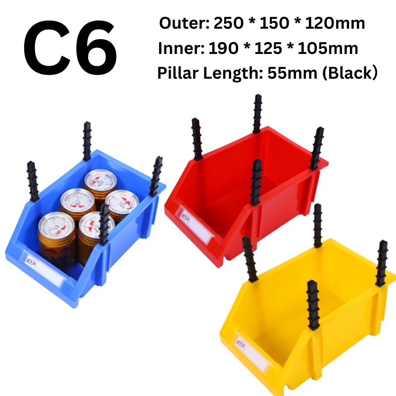 Cargue la imagen en el visor de la galería, [#C6][250*150*120mm] Stack-n-hang Heavy Duty DIY Warehouse Stackable Tools Parts Organizing Storage Box Shelf - Polar Tech Australia
