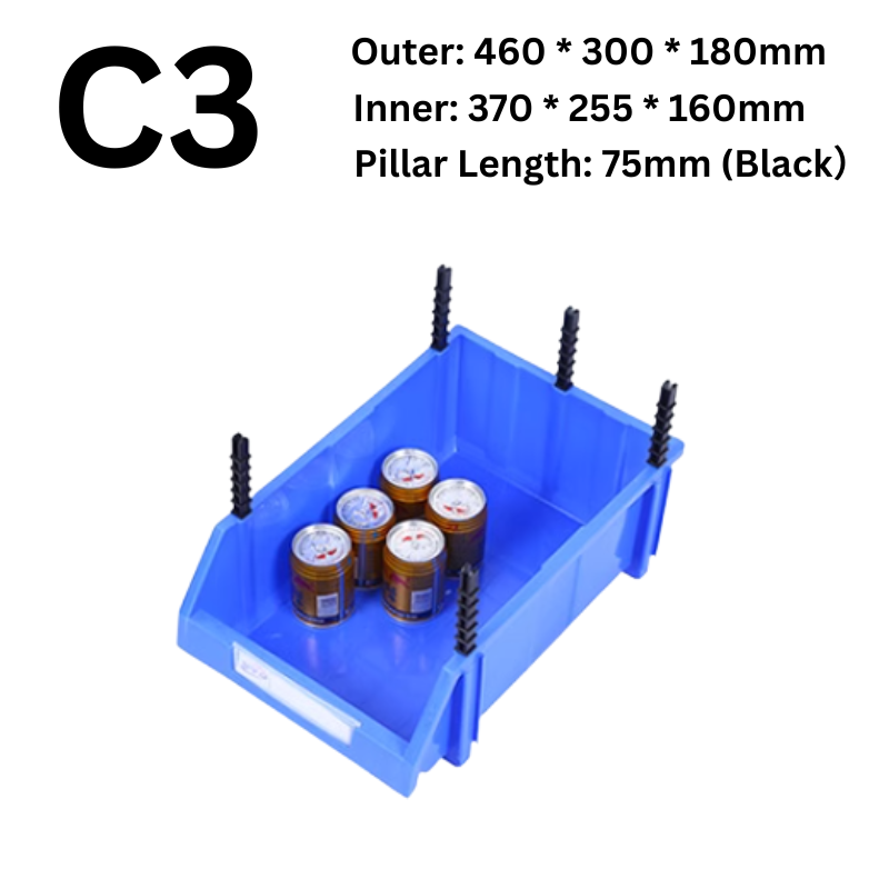 Chargez l&#39;image dans la visionneuse de la galerie, [#C3][460*300*180mm] Stack-n-hang Heavy Duty DIY Warehouse Stackable Tools Parts Organizing Storage Box Shelf - Polar Tech Australia
