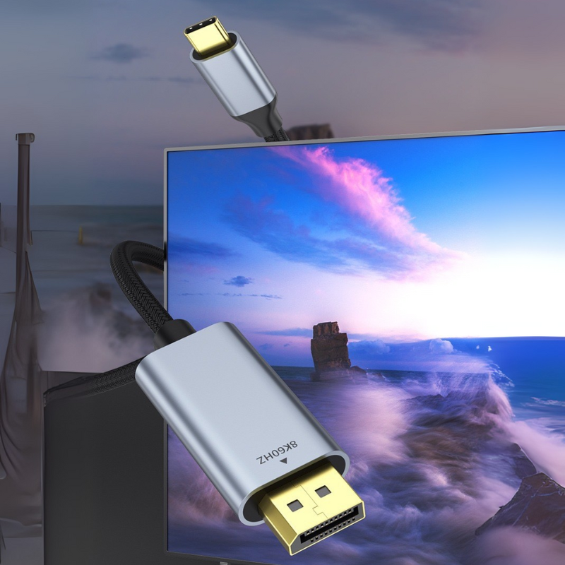 Load image into Gallery viewer, [TYPE-C TO DP] USB-C to Display Port Male 8K 60HZ Cable HDTV TV Digital Smart Converter Cable
