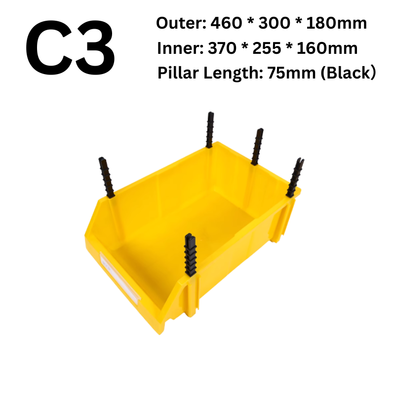 Chargez l&#39;image dans la visionneuse de la galerie, [#C3][460*300*180mm] Stack-n-hang Heavy Duty DIY Warehouse Stackable Tools Parts Organizing Storage Box Shelf - Polar Tech Australia
