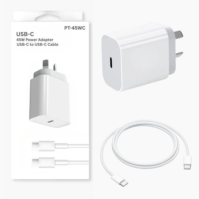 Cargue la imagen en el visor de la galería, 45W PD USB-C Type-C Port iPhone 17/16/15 &amp; iPad Pro Air &amp; MacBook Air - Wall Travelling Charger Adapter With Cable -  (SAA Approved/AU Plug) - Polar Tech Australia
