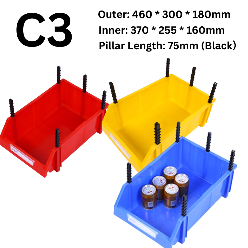 Chargez l&#39;image dans la visionneuse de la galerie, [#C3][460*300*180mm] Stack-n-hang Heavy Duty DIY Warehouse Stackable Tools Parts Organizing Storage Box Shelf - Polar Tech Australia
