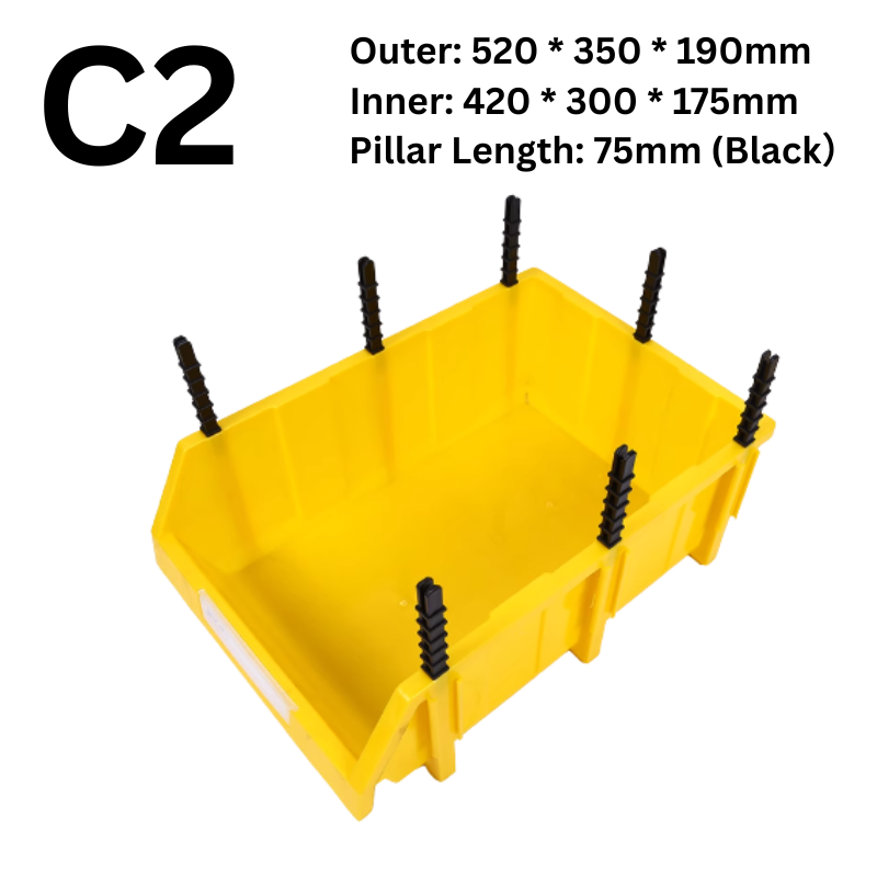 Cargue la imagen en el visor de la galería, [#C2][520*350*190mm] Stack-n-hang Heavy Duty DIY Warehouse Stackable Tools Parts Organizing Storage Box Shelf - Polar Tech Australia
