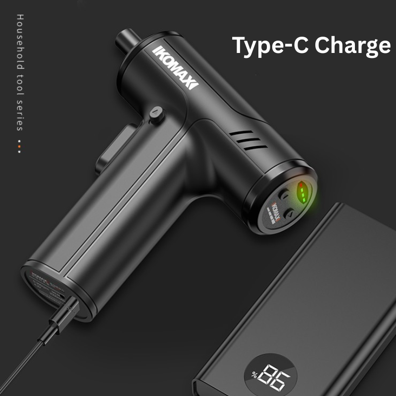 Load image into Gallery viewer, Komax Black Portable USB Rechargeable 4 Speed Cordless Electric Screwdriver with LED
