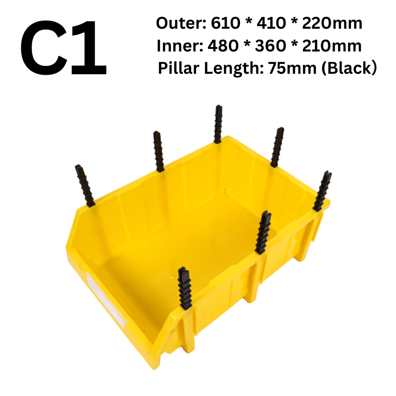 Cargue la imagen en el visor de la galería, [#C1][610*410*220mm] Stack-n-hang Heavy Duty DIY Warehouse Stackable Tools Parts Organizing Storage Box Shelf - Polar Tech Australia
