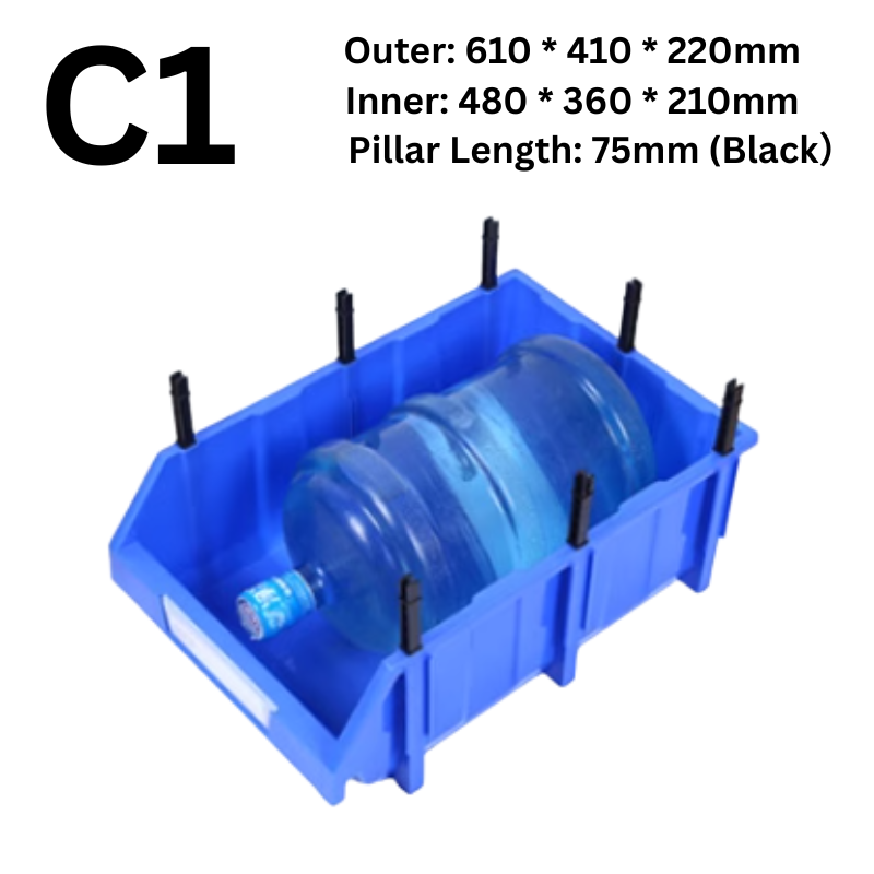 Cargue la imagen en el visor de la galería, [#C1][610*410*220mm] Stack-n-hang Heavy Duty DIY Warehouse Stackable Tools Parts Organizing Storage Box Shelf - Polar Tech Australia
