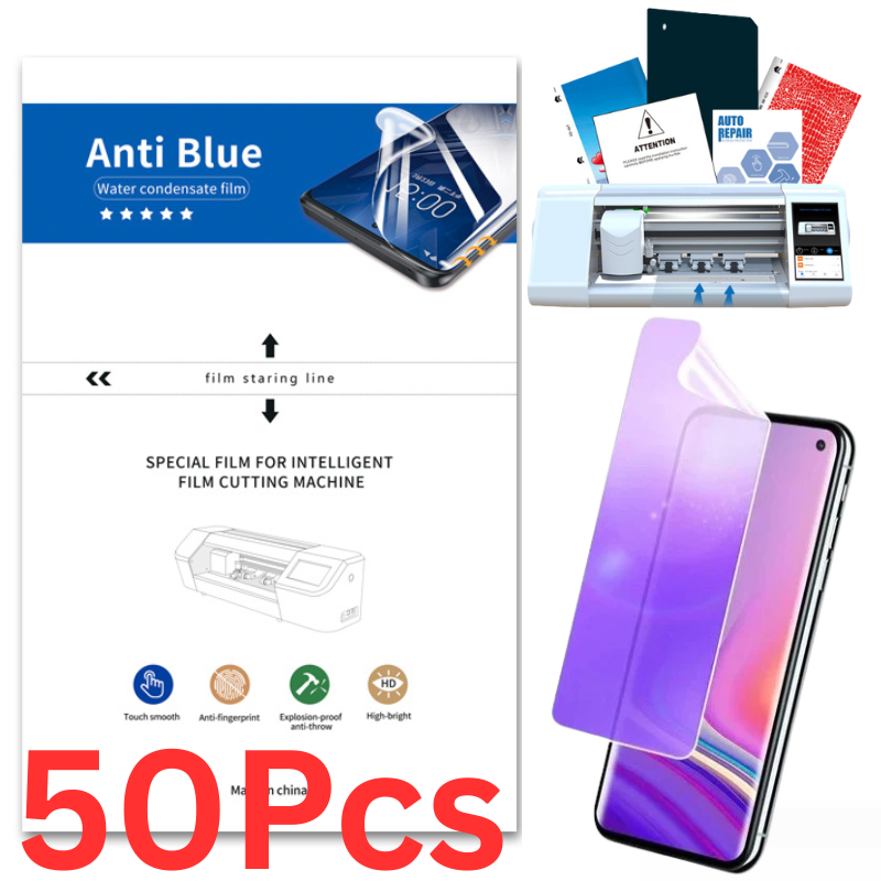 Cargue la imagen en el visor de la galería, [Bulk 10Pcs/50Pcs][Anti-Blue] Universal Mobile Phone / Watch Hydrogel Soft TPU Eye Care Screen Protector For Cutting Machine
