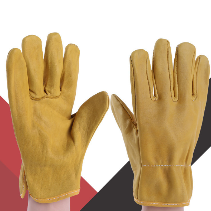 Cargue la imagen en el visor de la galería, Large Leather Work Gloves Gardening Gloves Construction Yard Utility Safety Work Gloves Pair

