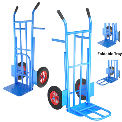 Heavy Duty Hand Truck Trolley for Cargo Transportation, Large Capacity Load 300kg with 10 inch Inflatable Wheels