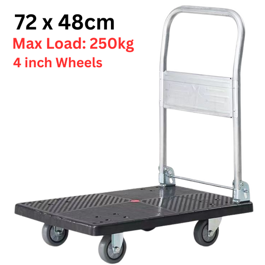 [72x48cm] Heavy Duty Hand Push Foldable Platform Trolley Cart Dolly Cart Max Load 250KG