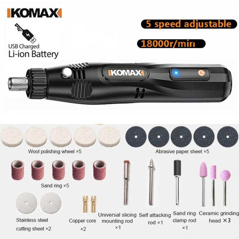 Load image into Gallery viewer, [31 in 1] Komax 12V 5-Speed Touch Screen Portable Type-C Chargeable Powerful Multifunction Polishing Pen Grinding Grinder Hand DIY Tool - Polar Tech Australia
