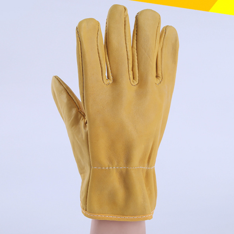 Cargue la imagen en el visor de la galería, Large Leather Work Gloves Gardening Gloves Construction Yard Utility Safety Work Gloves Pair
