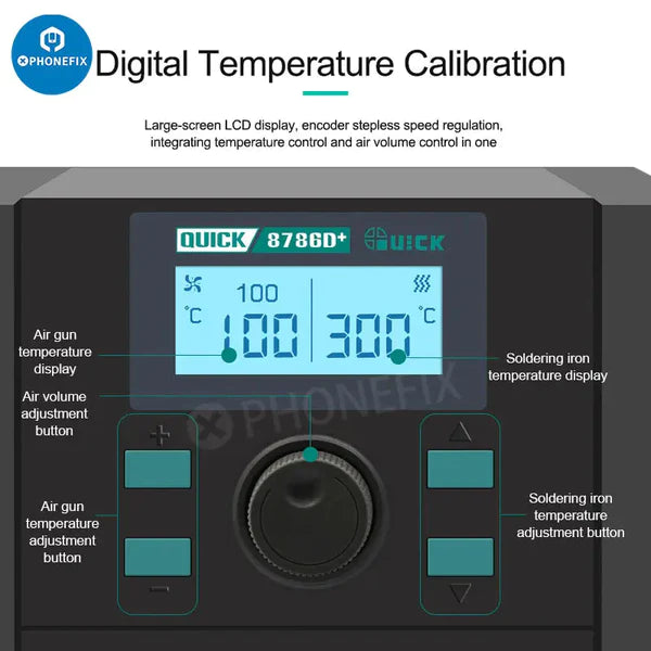 Cargue la imagen en el visor de la galería, [8786D+] QUICK 700W High Power 2 in 1 Soldering &amp; Heating Hot Air Gun Intelligent SMD Rework Station Soldering Station - Polar Tech Australia
