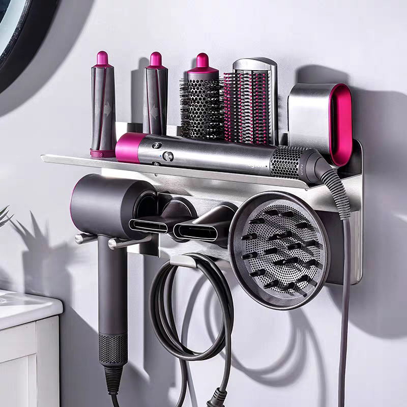 Cargue la imagen en el visor de la galería, Dyson Supersoni Hair Dryer Stainless Steel Airwrap Styler Organizer Storage Shelf Wall Mount Holder  Bathroom Hair Salon
