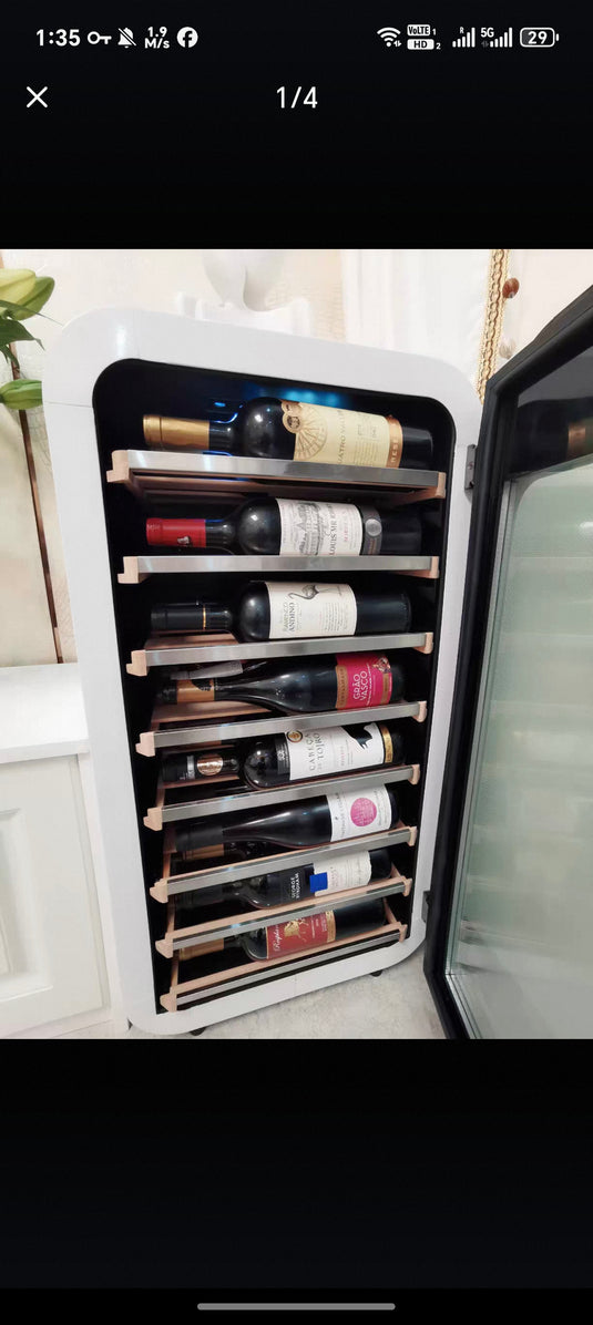 [22 Bottle][JC-76A] Vinocave Stainless Steel Freestanding Mini Wine Refrigerator Drink Bar Cooler Fridge