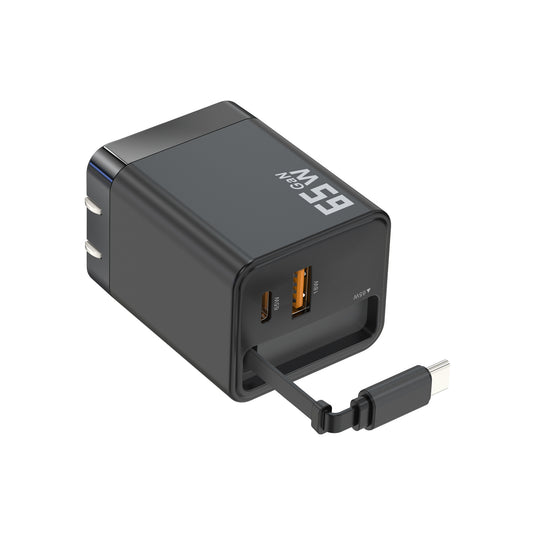 [With Built-in Cable] 65W Max PD USB-C Port iPhone 16 MacBook Laptop Wall Travelling Charger Adapter - (SAA Approved/AU Plug) - Polar Tech Australia