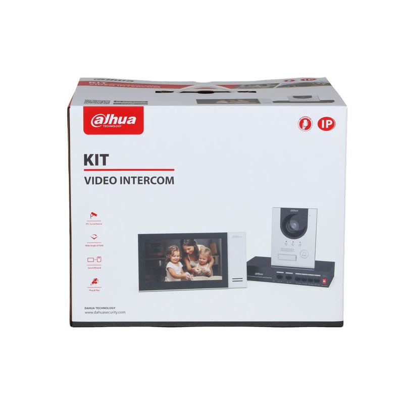 Chargez l'image dans la visionneuse de la galerie, [DHIKTP01LS] Dahua IP Video 1 Button Residential Intercom Kit with Surface Mount Door Station, 7inch Touch Screen Monitor and PoE Switch
