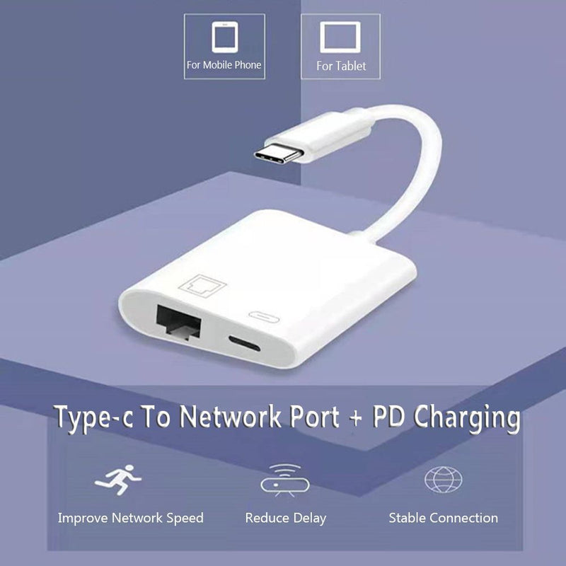 Chargez l&#39;image dans la visionneuse de la galerie, Type C / USB C to RJ45 Ethernet Port &amp; PD 60W Splitter Adapter - Polar Tech Australia
