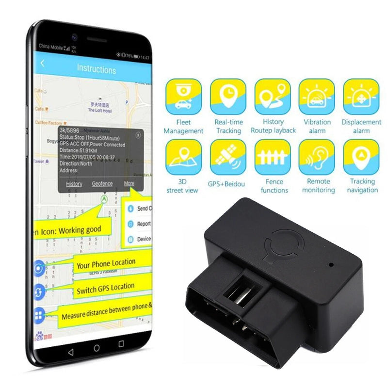 Chargez l&#39;image dans la visionneuse de la galerie, Global Version Mini 4G GSM Wireless OBD GPS Tracker Car GPS Locator Overspeed Alarm Anti-lost Geofence Route History - Polar Tech Australia
