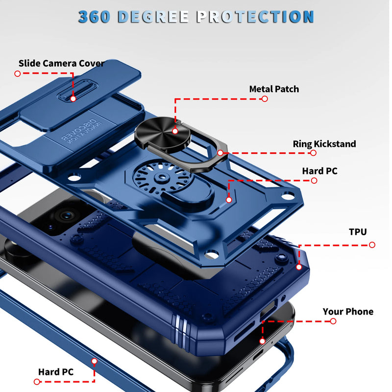Chargez l&#39;image dans la visionneuse de la galerie, Google Pixel 9 &amp; 9 Pro - Heavy Duty Drop Proof Case With Slide Camera protection &amp; Ring Holder

