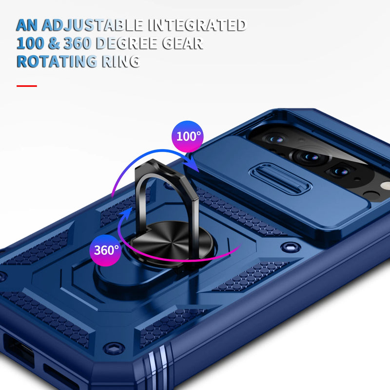 Chargez l&#39;image dans la visionneuse de la galerie, Google Pixel 9 &amp; 9 Pro - Heavy Duty Drop Proof Case With Slide Camera protection &amp; Ring Holder

