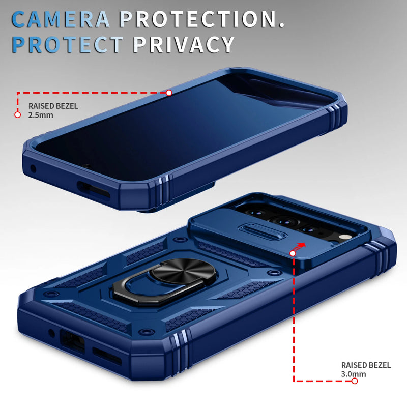 Chargez l&#39;image dans la visionneuse de la galerie, Google Pixel 9 &amp; 9 Pro - Heavy Duty Drop Proof Case With Slide Camera protection &amp; Ring Holder
