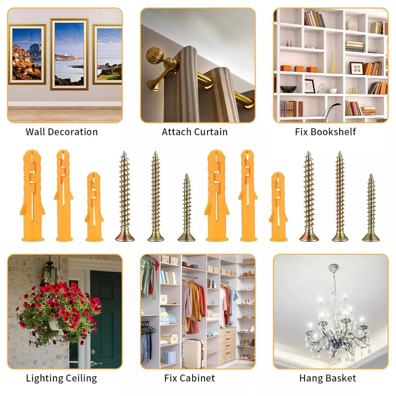 Load image into Gallery viewer, [800 Pieces Kit][M6/30mm] Plastic Expansion Wall Plugs And Screws Set
