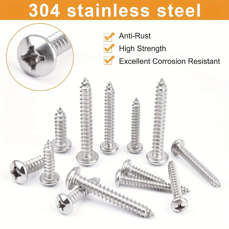 Cargue la imagen en el visor de la galería, [209 Pieces] Stainless Steel Self-Tapping M3.5 #6 Wood Screw Self-Drilling Assortment Kit
