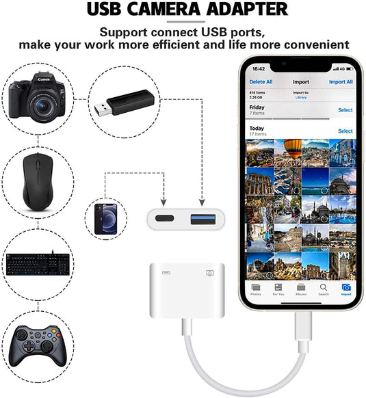 Apple Lightning to Female USB & USB-C Type-C OTG Adapter - Polar Tech Australia