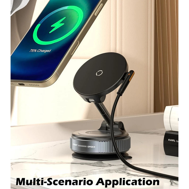 Chargez l&#39;image dans la visionneuse de la galerie, [K007S] Universal 15W Wireless Charging Super Strong Secure Vacuum Suction Magnet Phone Holder - Polar Tech Australia
