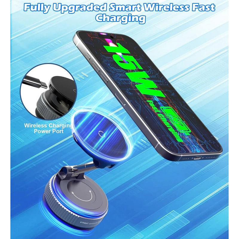 Chargez l&#39;image dans la visionneuse de la galerie, [K007S] Universal 15W Wireless Charging Super Strong Secure Vacuum Suction Magnet Phone Holder - Polar Tech Australia
