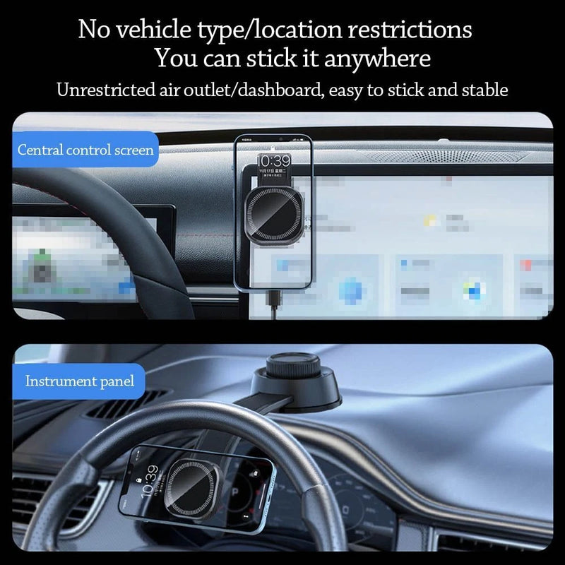 Cargue la imagen en el visor de la galería, [XK030] Magsafe Compatible QI 15W Wireless Charging Foldable Magnet Magnetic Dashboard Charger &amp; Mount Holder
