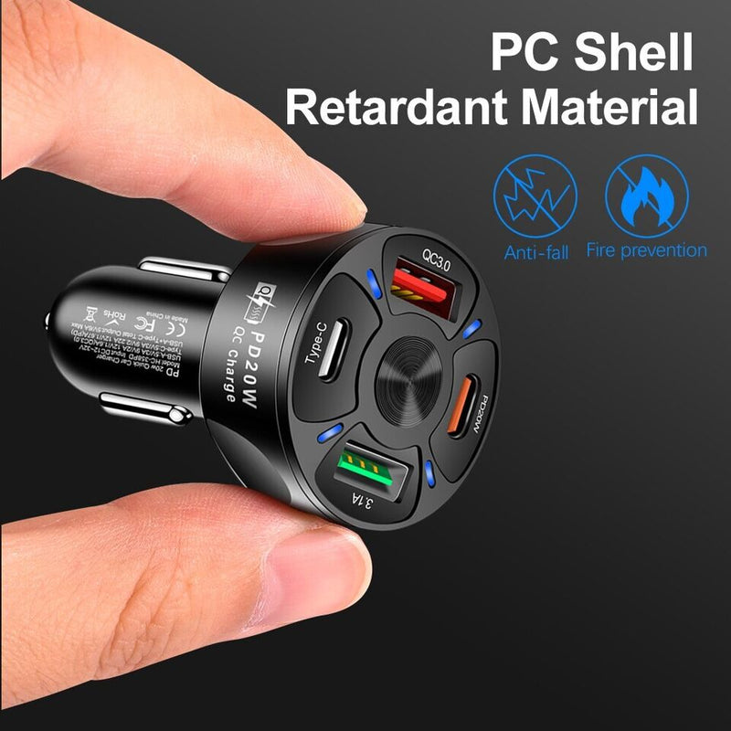 Load image into Gallery viewer, Universal PD + QC 3.0 30W Super Fast 4 Ports Quick Car Charger - Polar Tech Australia
