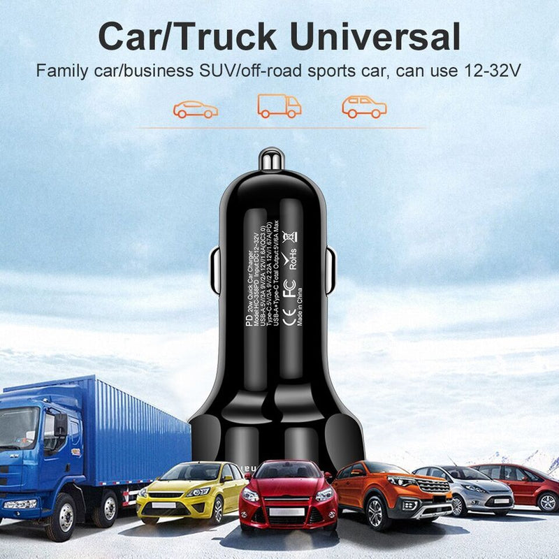 Cargue la imagen en el visor de la galería, Universal PD + QC 3.0 30W Super Fast 4 Ports Quick Car Charger - Polar Tech Australia
