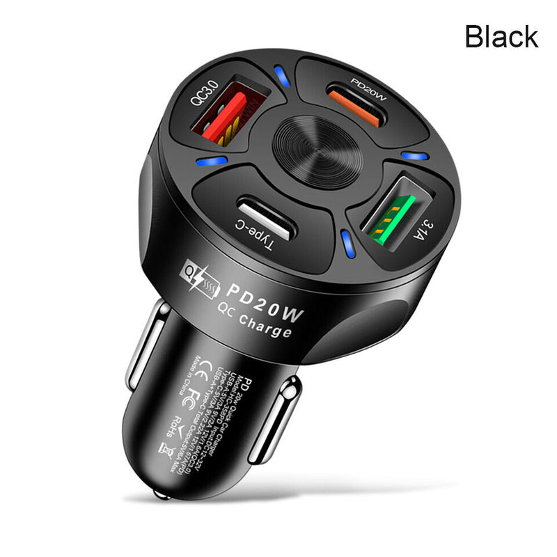 Cargue la imagen en el visor de la galería, Universal PD + QC 3.0 30W Super Fast 4 Ports Quick Car Charger - Polar Tech Australia
