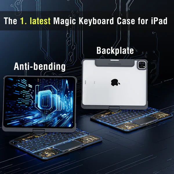 Cargue la imagen en el visor de la galería, Apple iPad Pro 11&quot; &amp; Air 4/5 10.9&quot; &amp; Air 6 11&quot; - 180 Degree Rotation Magic Cyberpunk Style Transparent Keyboard Case - Polar Tech Australia
